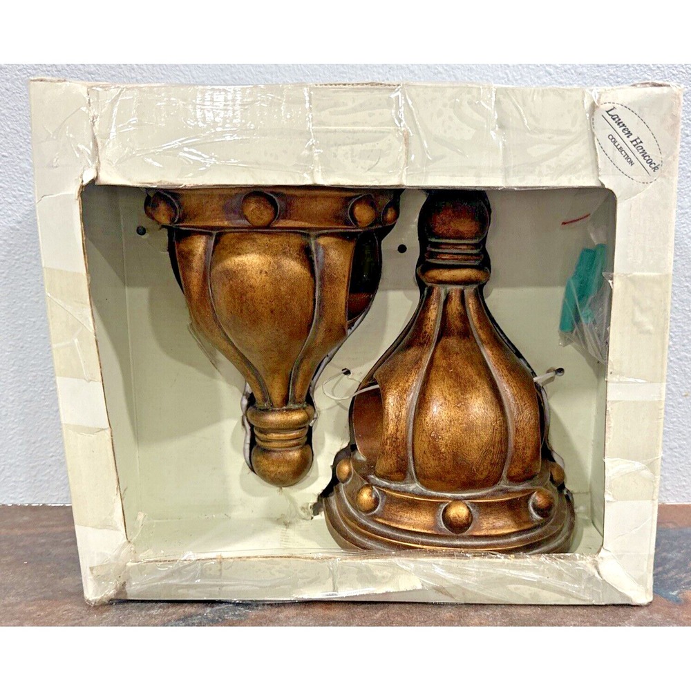 Vintage Window Scrolls Pair Lauren Hancock Collection Poly resin Antique Gold